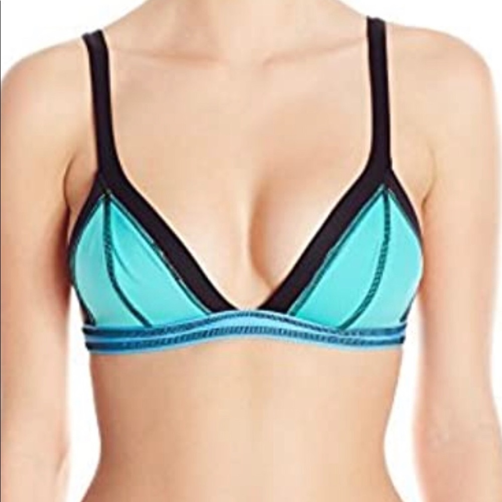 cute blue/teal/black bikini top and bottom
